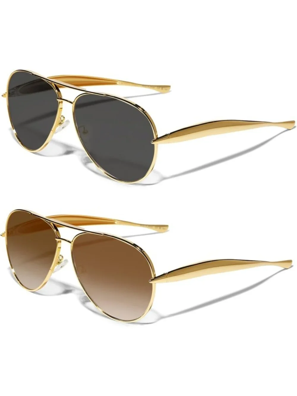 Unisex Black Gradient Brown Champagne Lens Aviator Metal Oversized Aviators Sun